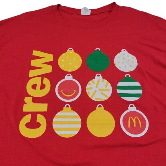 McDonald's Shirt Size XL By Hanes McDonald's Crew Graphic Print T-Shirt Holiday - Picture 3 of 5